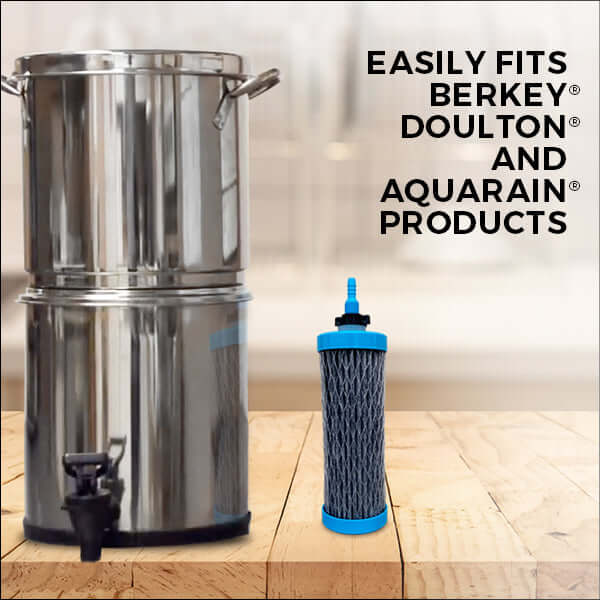 DuraFlo replacement water filter compatible with Berkey Doulton and Aquarain countertop systems