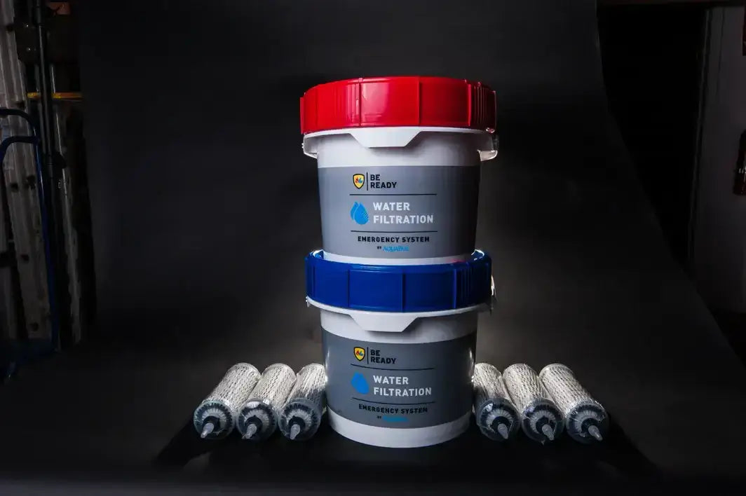 AquaPail 3300 emergency gravity water filtration system with 6 DuraFlo replacement filters